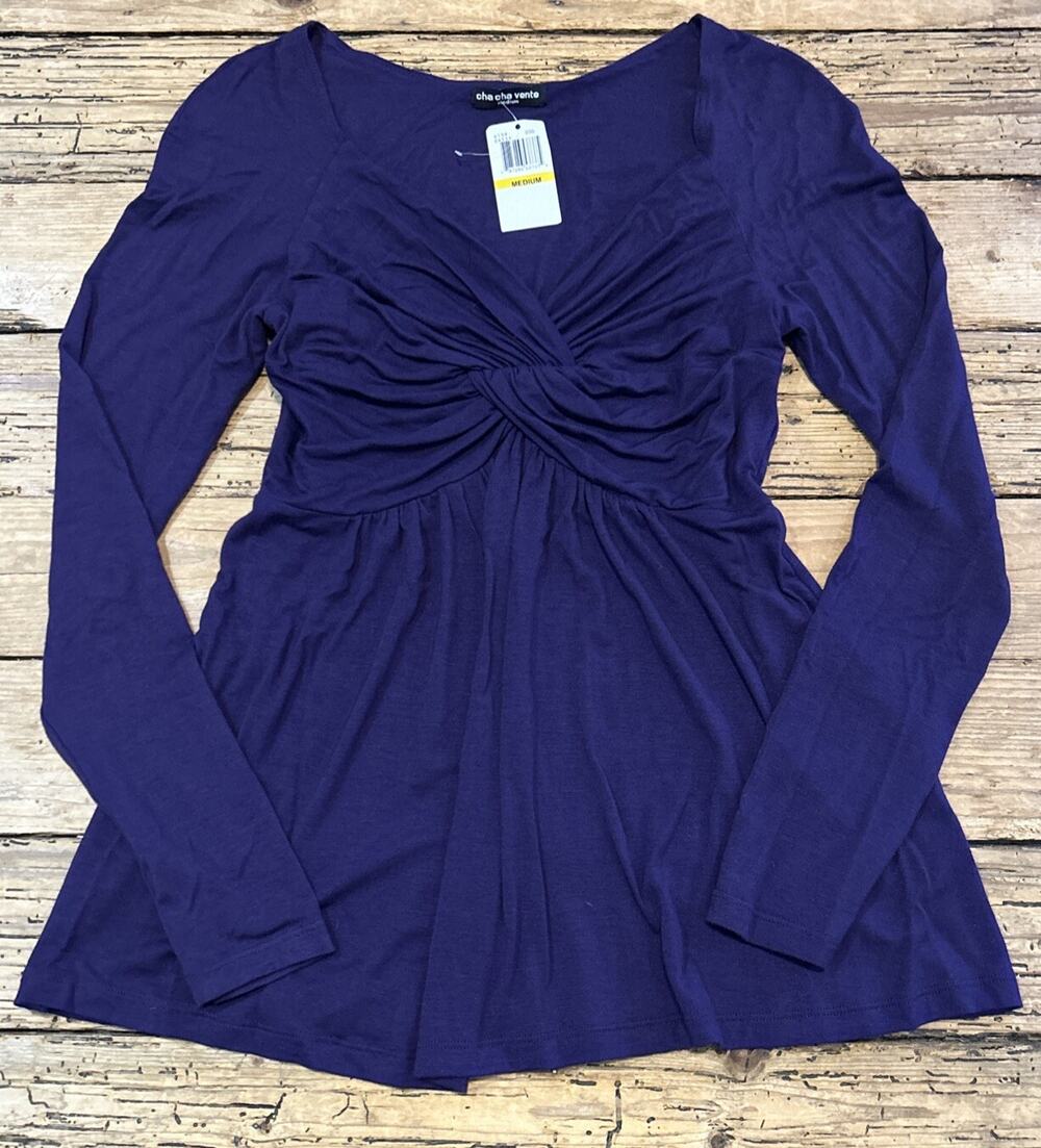 Cha Cha Vente Women’s Size Medium Purple Long Sleeve Blouse NWT